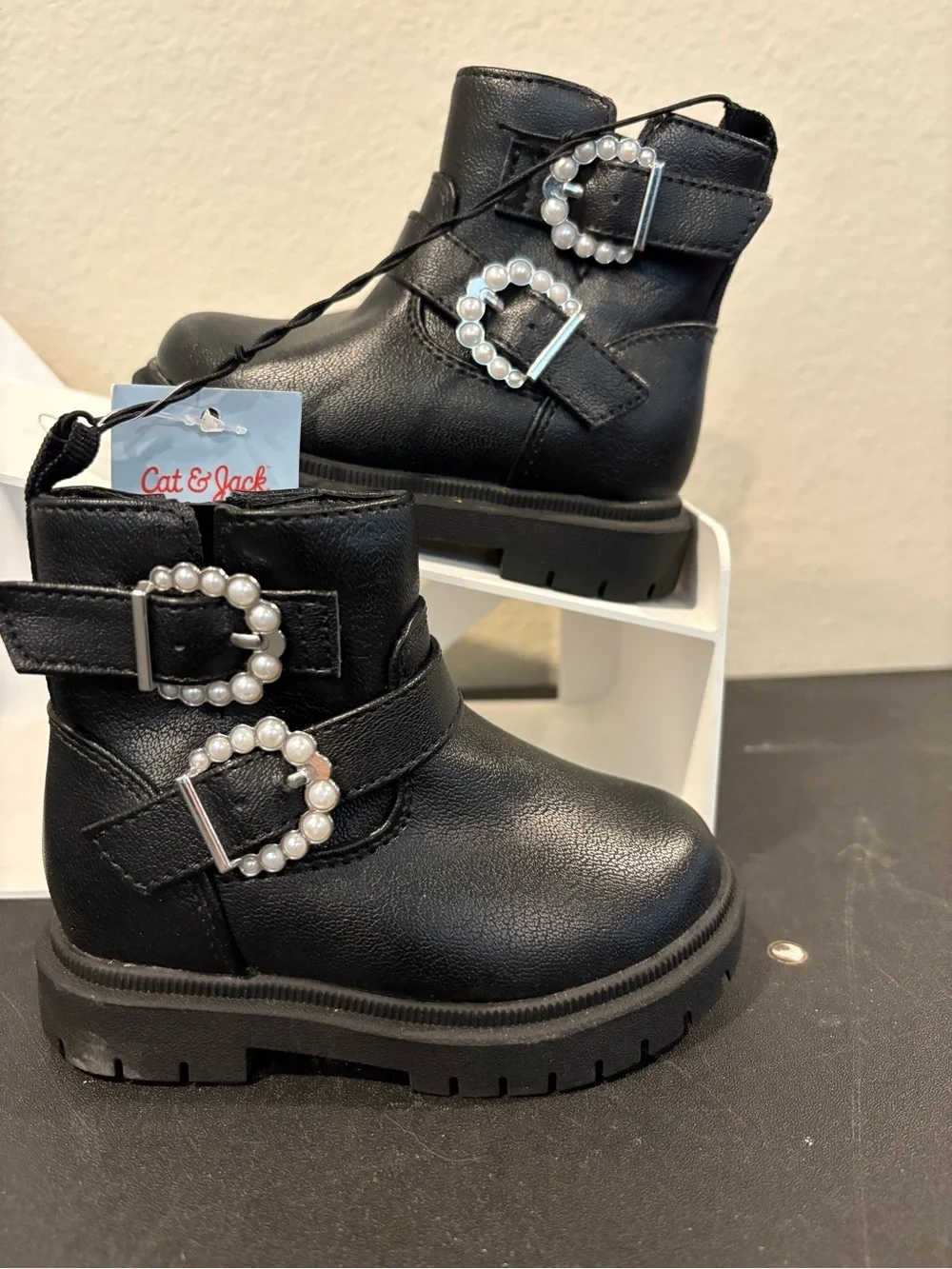 Toddler Girls' Evie Lug Sole Ankle Boots - Cat & Jack Black Size 5